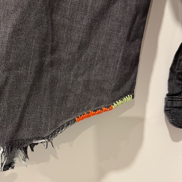 Lisa Todd Charcoal Button Down Shirt with Colorful Trim - Picture 6 of 6